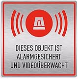 Schild Alarmanlage 'Objekt alarmgesichert und videoüberwacht', edle Optik,...