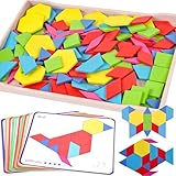 155 Stück Tangram Kinder, Montessori Puzzle Geometrische Formen Holzpuzzle...