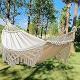 Camping Hängematte mit Hartholz-Spreizstangen und Baumgurten, unterstützt...