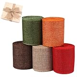 5 Rollen Jute Wickelstreifen, Bunt Juteband Breit 6 cm x 3 m, Geschenkband...