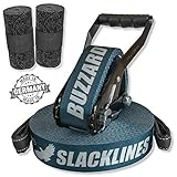 BUZZARD Easyline - Nachhaltiges Slackline-Set 15 m mit Baumschutz 120 cm -...