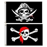 Beavorty 2 Stück Halloween- Piratenflaggen 90 * 60 cm Jolly Roger...