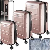tectake® Kofferset 3 teilig, Koffer & Trolleys, Koffer Set für Flugzeug,...