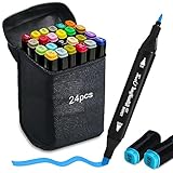 Alkohol Marker Stifte 24 Fraben Alkohol Stifte Set Twin Tip Design Manga...