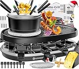 KESSER® 3in1 Raclette-Grill mit Naturgrillstein, Grillplatte und Fondue,...