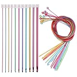 Coopay Tunesische Häkelnadel Set, 12 Stück Bunt Tunesisch Häkelnadeln...