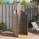 Cozynest Gartendusche Grau 100x100x241,5 cm Poly Rattan Akazienholz