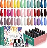 Phoenixy UV Nagellack Set, 24 Stück Gel Nagellack mit Unterlack, Überlack...