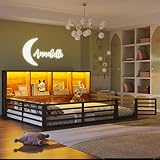 Kinderbett Bodenbett 140x200 mit Rausfallschutz&Lattenrost, Montessori Bett...