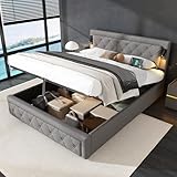 Kayan Boxspringbett 160x200 cm, Polsterbett mit hydraulisches Bettkasten,...