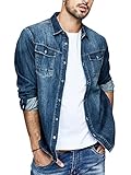 Runcati Herren Jeanshemd Langarm Denim Shirt Regular Fit Baumwolle Western...