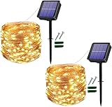 [2 Stück] Solar Lichterkette Außen, Useber 2x14M 120 LED Lichterkette...