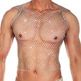 Pluvyze Netzhemd Herren,Netzshirt Herren,Glitzer Oberteil,Netzoberteil...