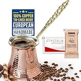 CRYSTALIA Groß Türkische Kaffeekanne Kupfer 425ml Premium Qualität...