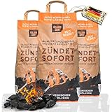 Premium Grill Holzkohle - inkl. biobasierter Anzündbeschichtung - aus...