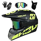 UIGJIOG Downhill Motorradhelm Kinder, Helm Set Herren ATV Motorradhelm...