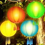 Solar Lampions Außen Wetterfest, 4 Stück Lampions Solar Outdoor,...