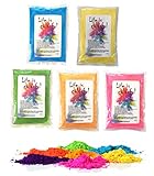 h2i Holi Pulver | 5 Farben x 70 g | 350 g buntes Farbpulver | Holi Color...