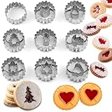 Plätzchen Ausstecher Set, 9 Stück Ausstechformen Weihnachten Linzer, Mini...