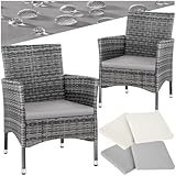 tectake® 2er Set Gartenstuhl aus Polyrattan, Gartenmöbel Set mit 2...