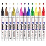 Permanent Marker Wasserfeste Stifte: 12 Farben Permanentmarker, Glasstifte...