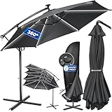 KESSER® Alu Ampelschirm LED Solar Ø300cm Inkl. Fernbedienung,Cover,...