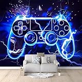 Fototapete Schlafzimmer Gamecontroller Blaue Flammen Graffiti 200x140 cm 3D...