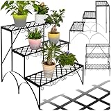 tectake® Pflanzentreppe, Blumenständer Metall, Blumenbank, Blumentreppe...