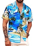 APTRO Herren Hemd Hawaiihemd Kurzarm Hemd Freizeit Urlaub Hemd Reise Shirt...