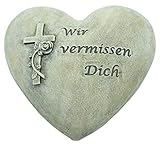 Bambelaa! Grabdeko Grabschmuck Wetterfest Herz Inschrift - Wir Vermissen...
