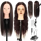 Exquilnova Frisierkopf 70% Echthaar Schminkkopf, 60 cm Frisurenkopf,...