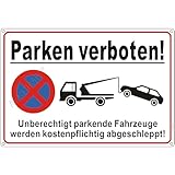 XXL Parken Verboten Schild Aluminium Reflektierend 30×44 cm...