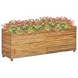 heybb Hochbeet 150x40x55 cm Teak Altholz und Stahl Hochbeet Garten Planter...