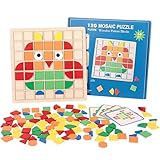 Mosaik Puzzle, Holz Kinder Geometrische Formen Tangram Muster Blöcke Set,...