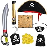LATERN 8 Stück Piratenkostüm Kinder, Piratenkostüm Zubehör mit...