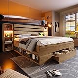 Kebnor Doppelbett Massivholzbett, Stauraumbett Bettanlage mit...