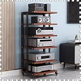 Audio Stand Hifi Rack - 4-stöckiger AV-Schrank Media-Ständer mit Rollen -...