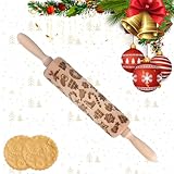 Gebiuhoo Weihnachten Geprägt Teigroller 30cm Gravierte Nudelholz mit...