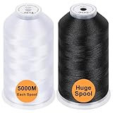 New brothread 2er Set (Weiß+Schwarz) Polyester Maschinen Stickgarn Riesige...