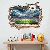 3D Fussball Arena Wandtattoo, Wandsticker Fussball Kinderzimmer, Poster...