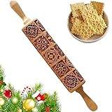 Holz-Nudelholz, Nudelholz mit Muster, Weihnachten Backen-Teigroller,...