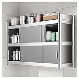 Wandschrank aus Edelstahl mit Schiebetür, robustes Aufbewahrungsregal für...
