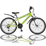 Talson 24 Zoll Mountainbike Fahrrad mit Gabelfederung & Beleuchtung 21-Gang...