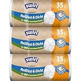 Swirl Reißfest & Dicht Müllbeutel mit Zugband, 35L, 3er Multipack mit 33...