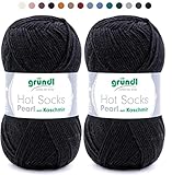 theofeel Set | 2x50g Sockenwolle mit Kaschmir schwarz | Gründl Hot Socks...