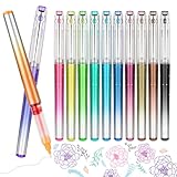 DAPAWIN 12 Farben Tintenroller mit Flüssigtinte, 0,5 mm Fineliner Set...
