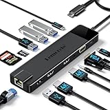 Lemorele Docking Station USB C Hub 3 Display-13 in 1, Dual 4K HDMI, VGA,...