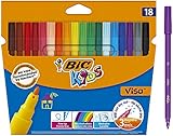BIC Kids 888681 Pinsel-Fasermaler Visa, 18 Stück, 18-farbig sortiert