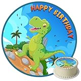 J&M DECO Tortenaufleger Dino – essbare Dinosaurier Tortendeko Ø 20 cm...