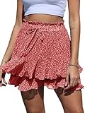 CheChury Damen Sommer Shorts Floral Bedruckt High Waist Rschen Elastisch...